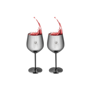 2 Parça Metal Şarap Kadehi Seti Antracit Collection - BH/8661