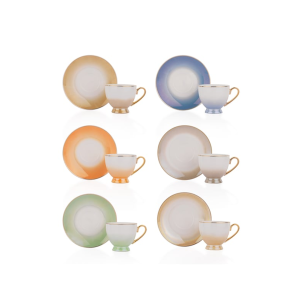 Schafer Belus 6 kişilik kahve fincan seti 12 parça - asorti