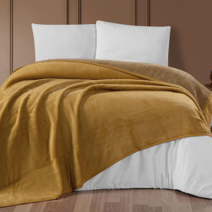 Schafer bella battaniye çift kişilik 200x220 - hardal