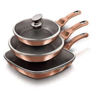 Berlinger Haus 6 parça cam kapaklı tava seti Rose Gold Edition