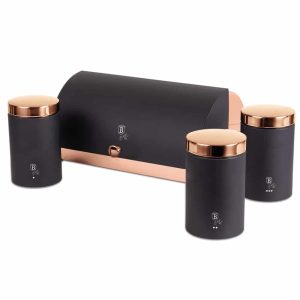 Berlinger Ekmek Kutusu ve Mutfak Kavanozu Seti Black Rose Collection